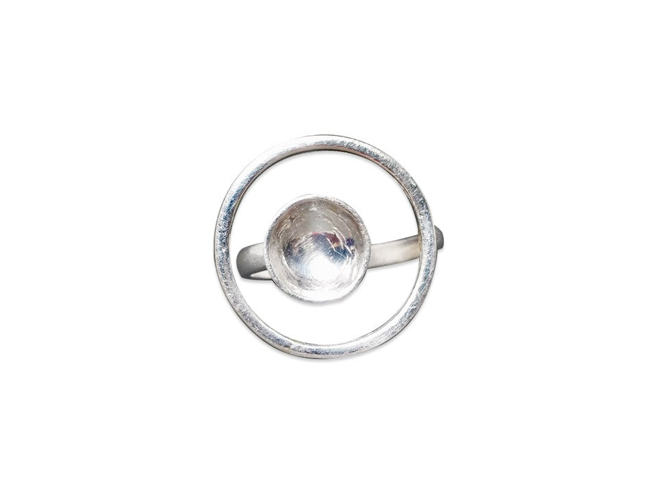 Silberner Kreisring 925 Sterlingsilber Runder Scheibenring für Damen Einzigartiger Ring Geschenk für Sie
