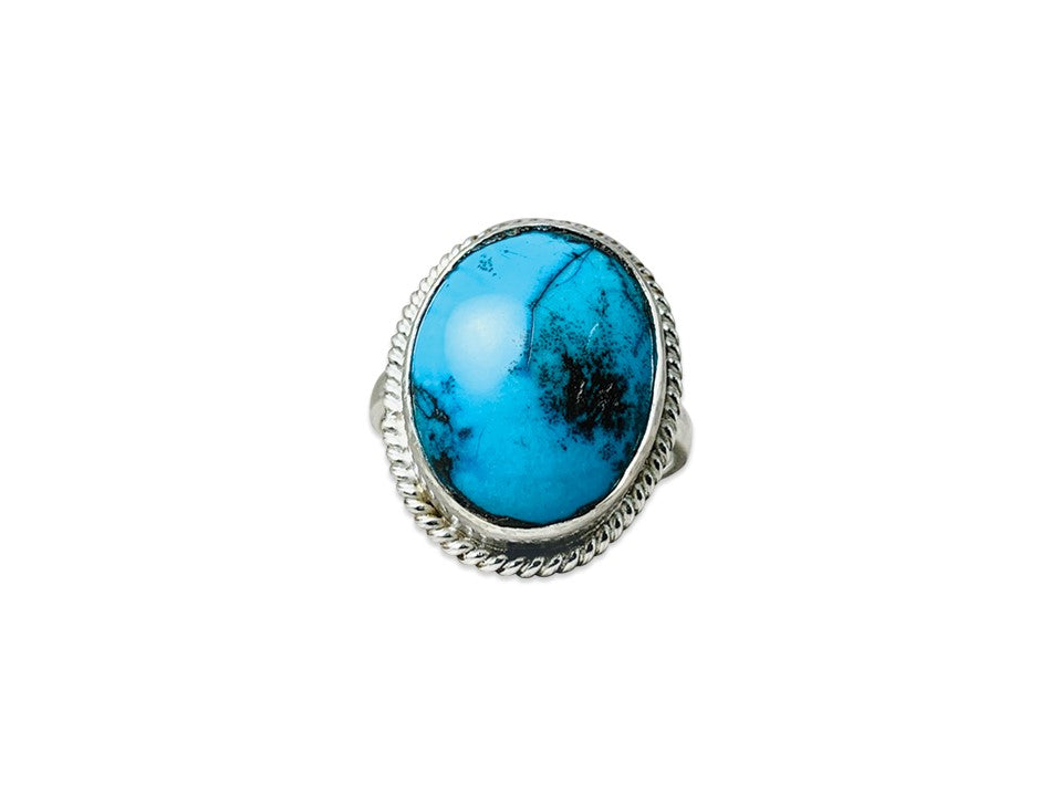 Blauer Türkis Ring 925 Sterling Silber Handgemachter Blauer Edelsteinring Schlichter Ring Alltagsring Yoga Ring Geschenk für Mutter Edler Ring