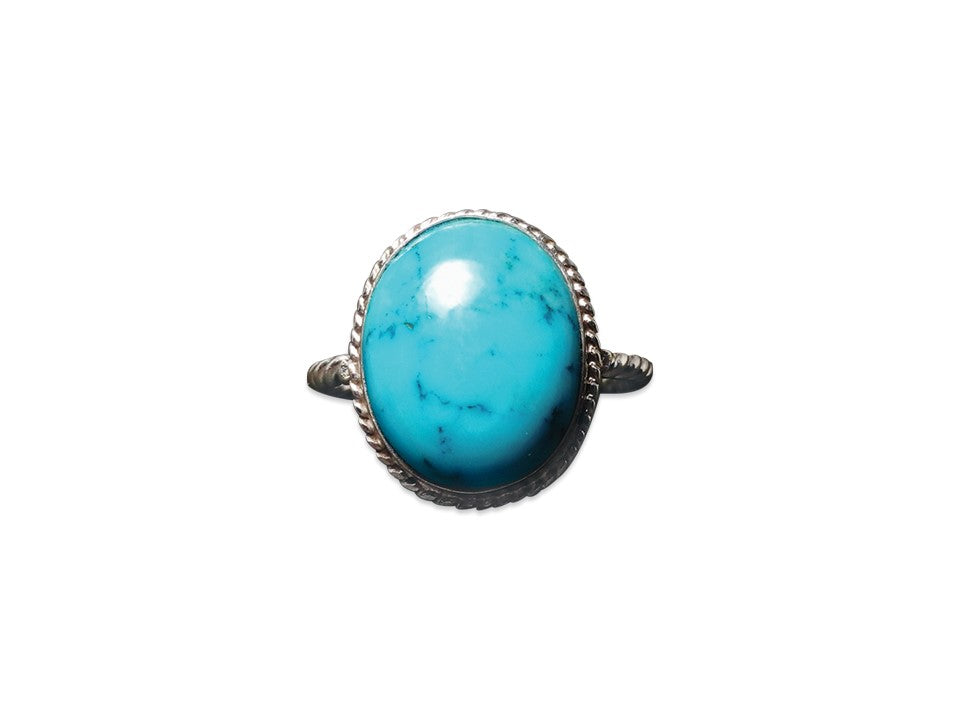 925er Sterling Silber Türkisring Handgefertigter Damenring Böhmischer ovaler Türkisring Blauer Steinring
